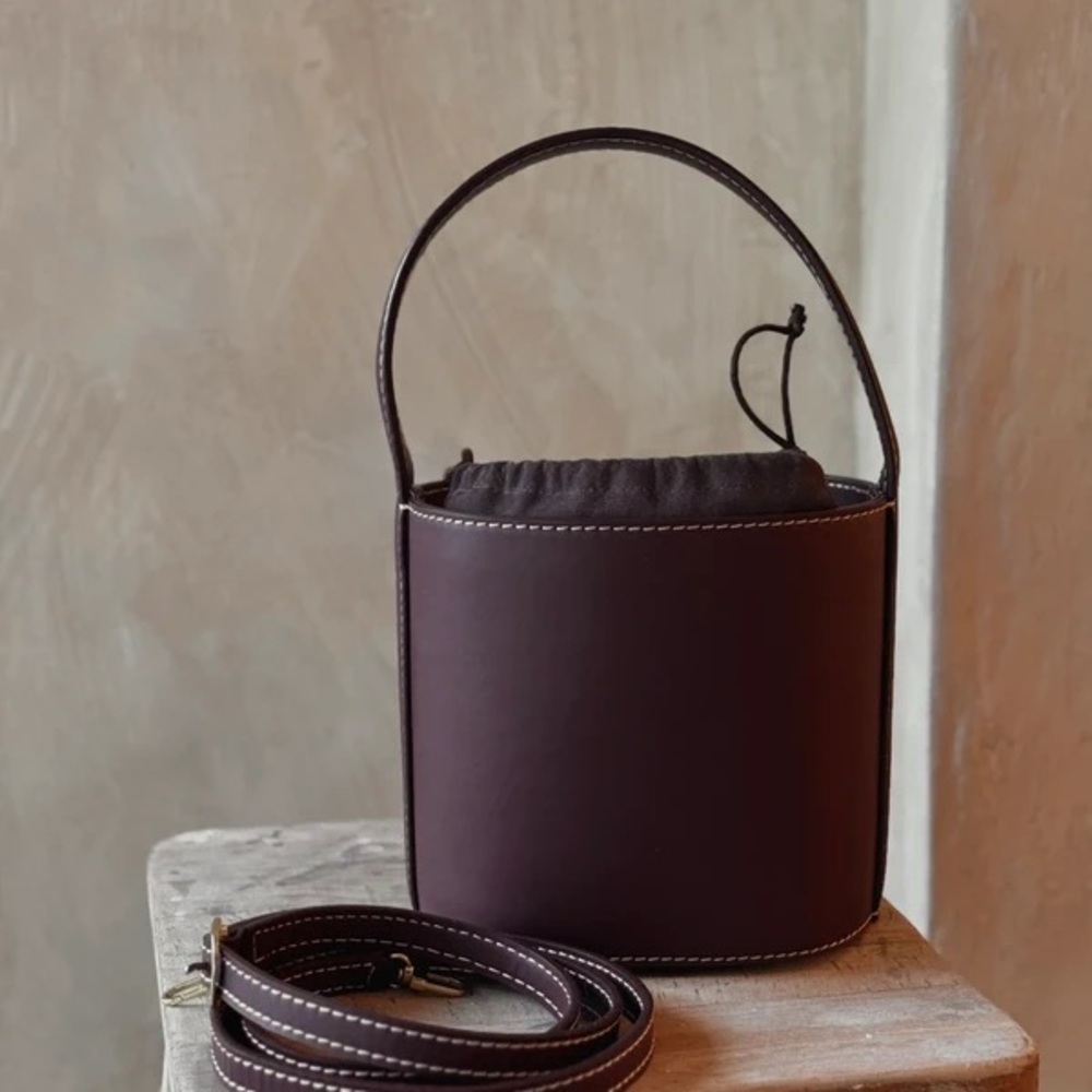 STAUD Chocolate Brown Bucket Satchel